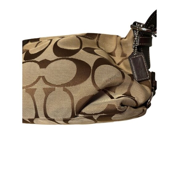 COACH Handbag Shoulder Bag Logo Canvas Leather Beige women's USED FROM JAPAN - Picture 4 of 11
